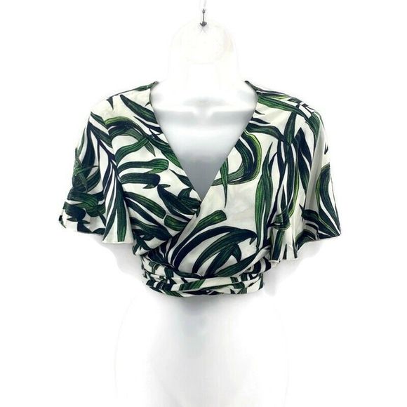 Show Me Your MuMu Tops - Show Me Your MuMu Palm Leaves Tied Crop Top Size M